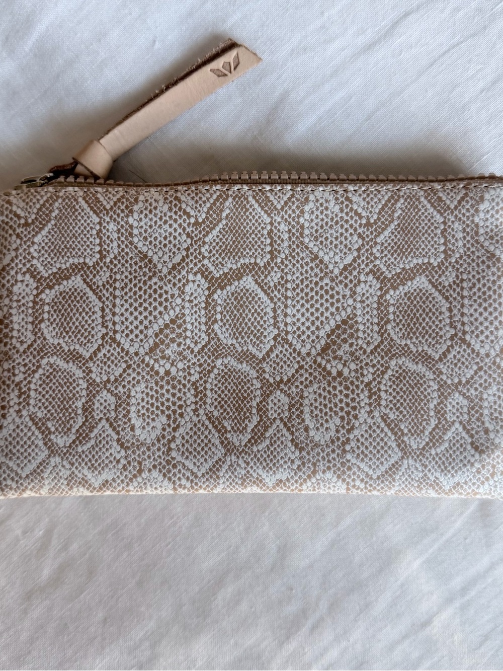 Consuela Neutral Snake-Print Zip Wallet in Beige and Cream - Picture 7 of 8